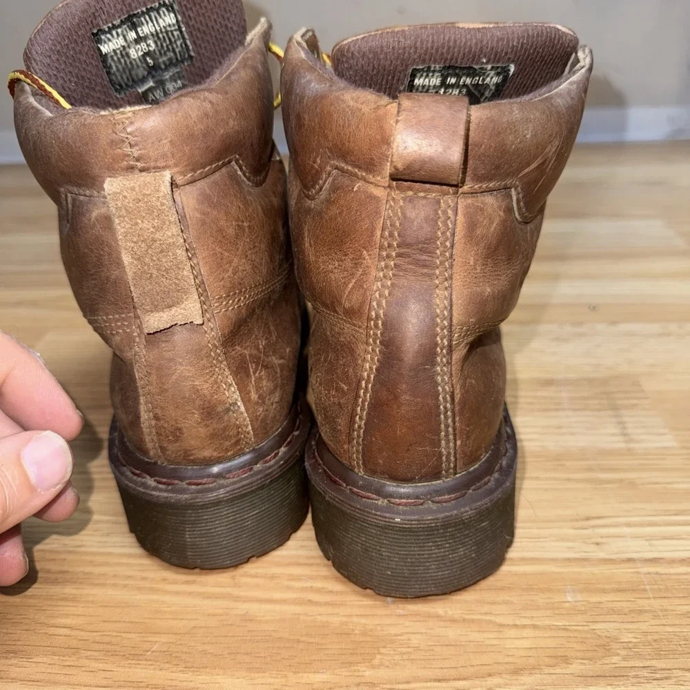VTG Dr Martens 8283 Made In England Brown Leather Chunky Doc Martins Sz. 5